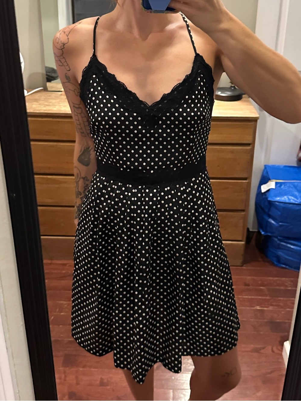 Vintage Betsey Johnson Black and White Polka Dot Backless Mini Dress